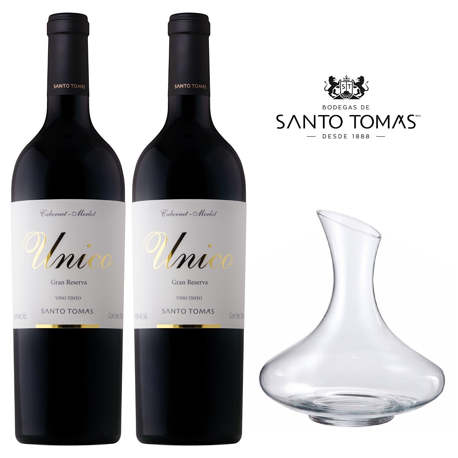 2 botellas de Unico Santo Tomás + Decantador