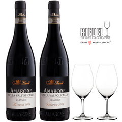 2 botellas Amarone della Valpolicella Riserva + 2 Copas Riedel Ouverture Double Magnum
